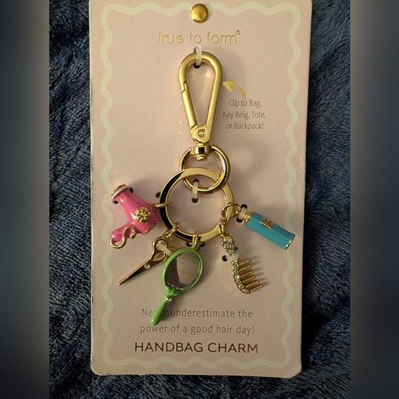 True To Form Accessories - New True To Form Hair Salon Handbag Charm - Pink, Green, Aqua, Gold